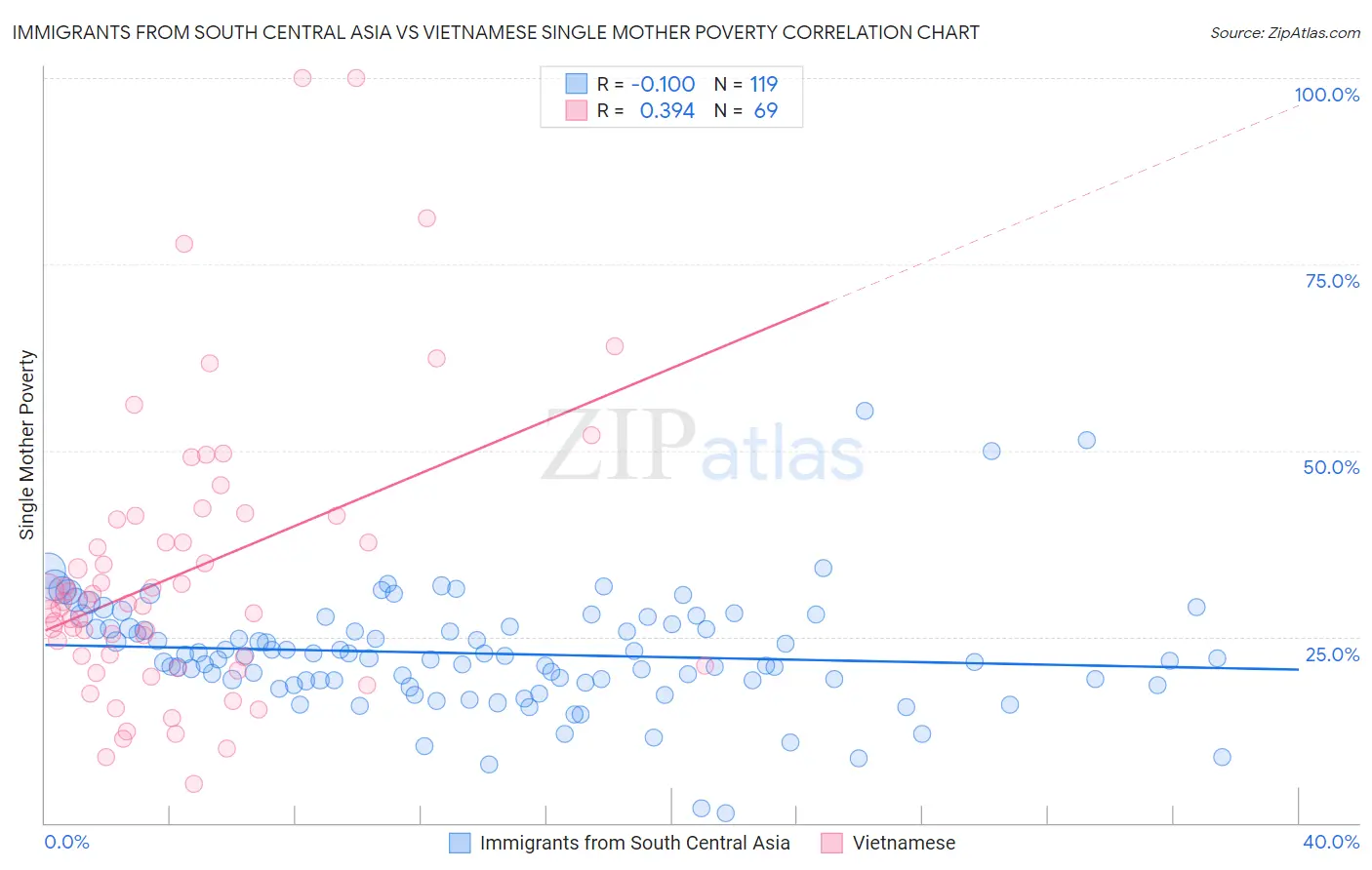 Immigrants from South Central Asia vs Vietnamese Single Mother Poverty