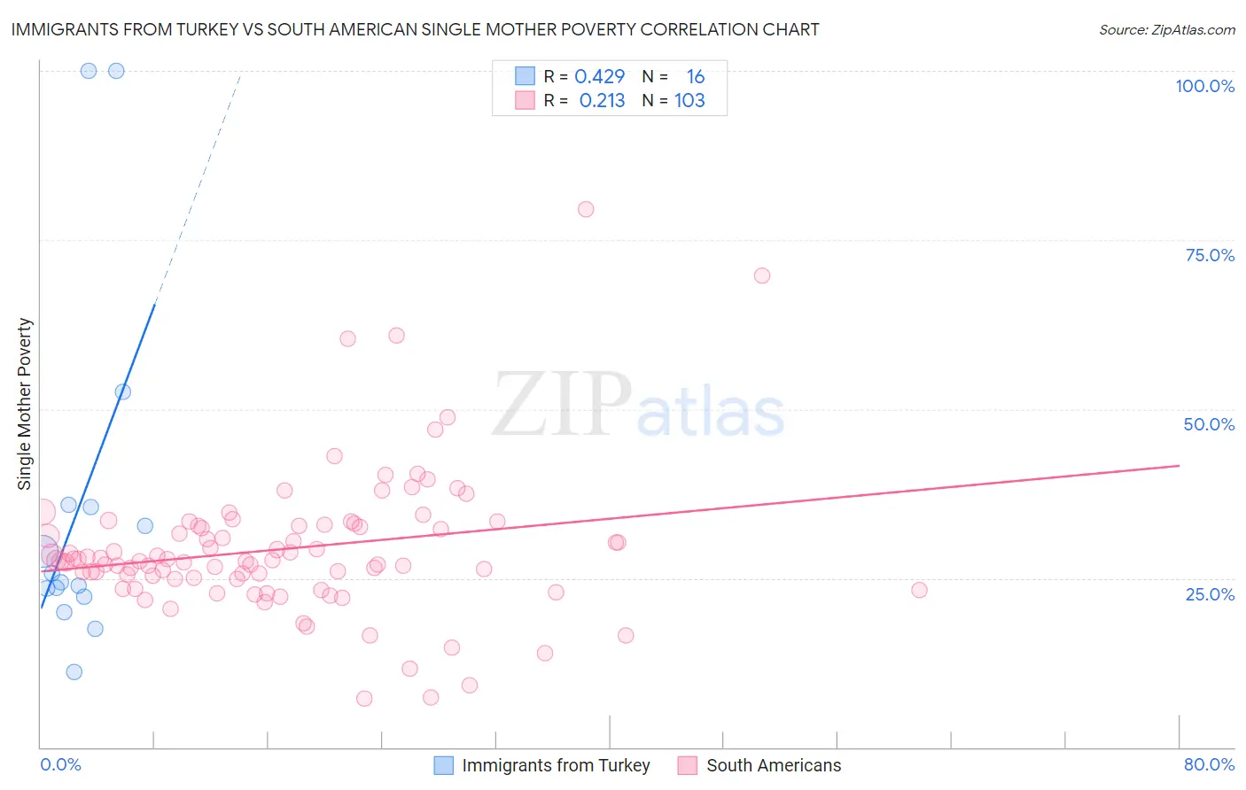 Immigrants from Turkey vs South American Single Mother Poverty