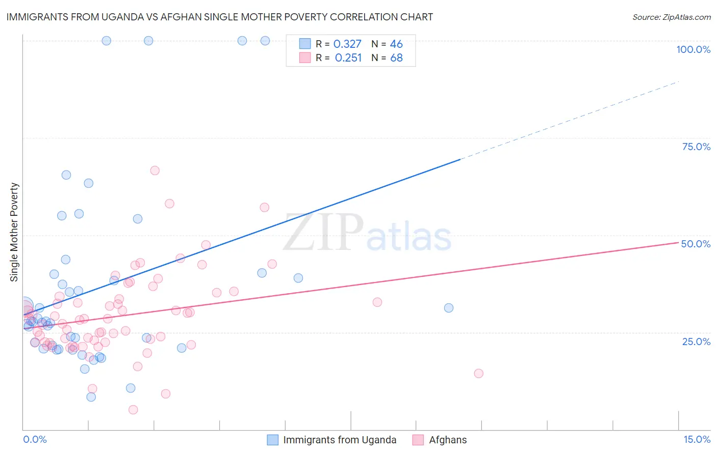 Immigrants from Uganda vs Afghan Single Mother Poverty