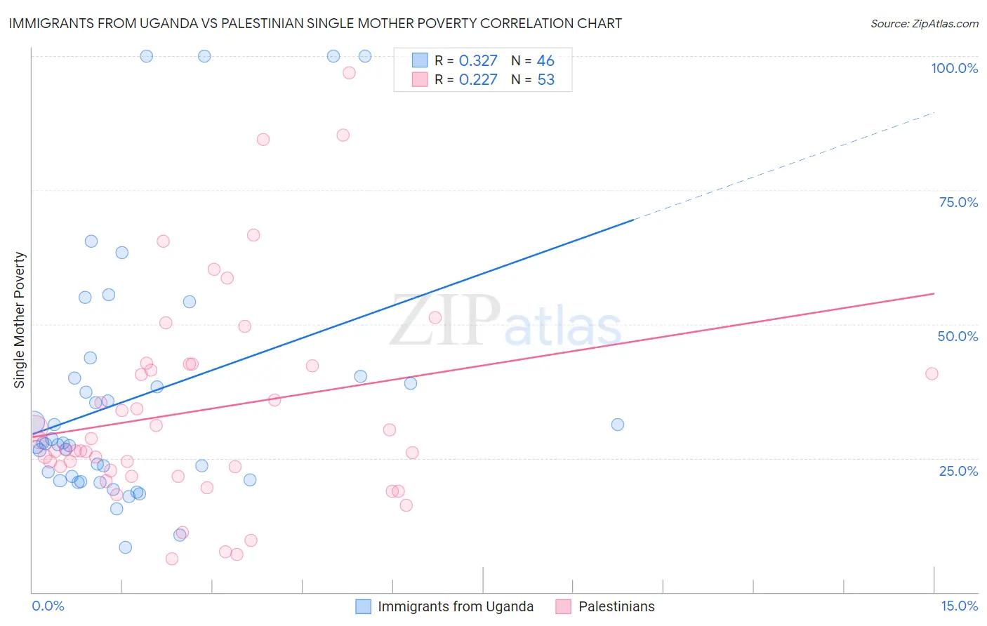 Immigrants from Uganda vs Palestinian Single Mother Poverty