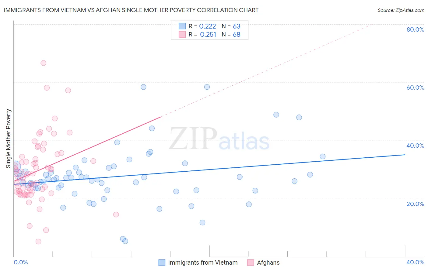 Immigrants from Vietnam vs Afghan Single Mother Poverty