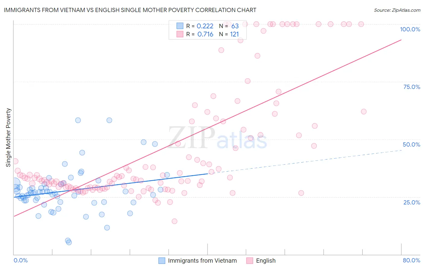 Immigrants from Vietnam vs English Single Mother Poverty