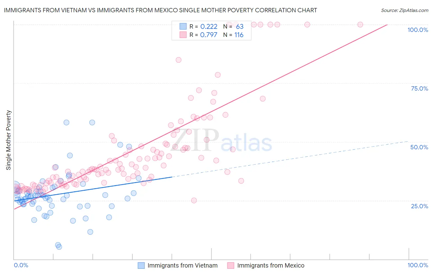 Immigrants from Vietnam vs Immigrants from Mexico Single Mother Poverty