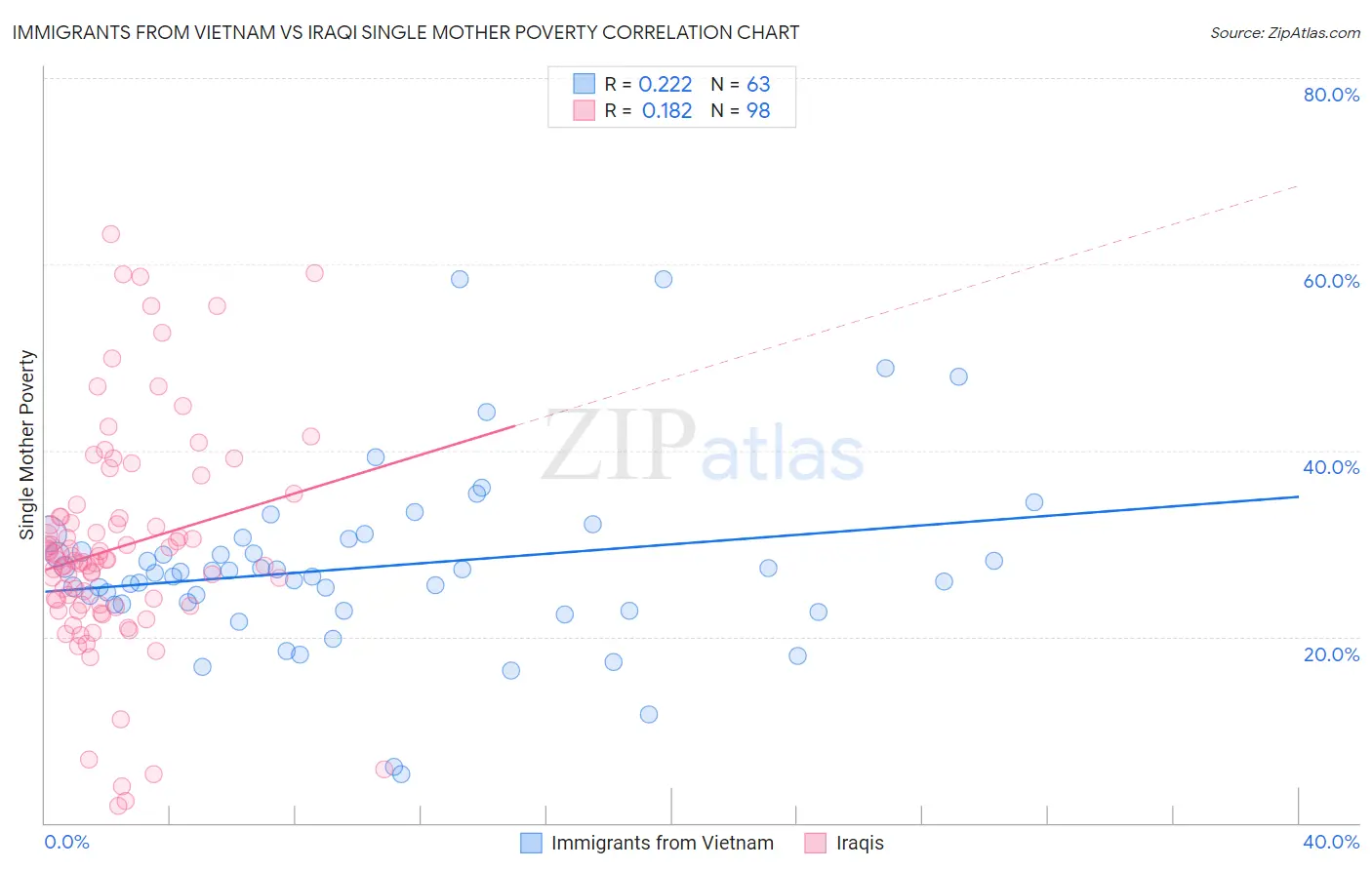 Immigrants from Vietnam vs Iraqi Single Mother Poverty