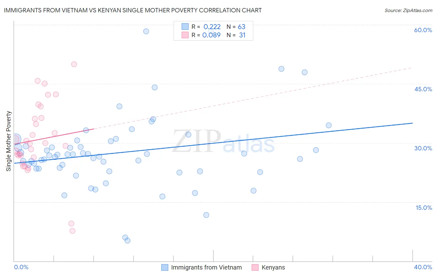 Immigrants from Vietnam vs Kenyan Single Mother Poverty