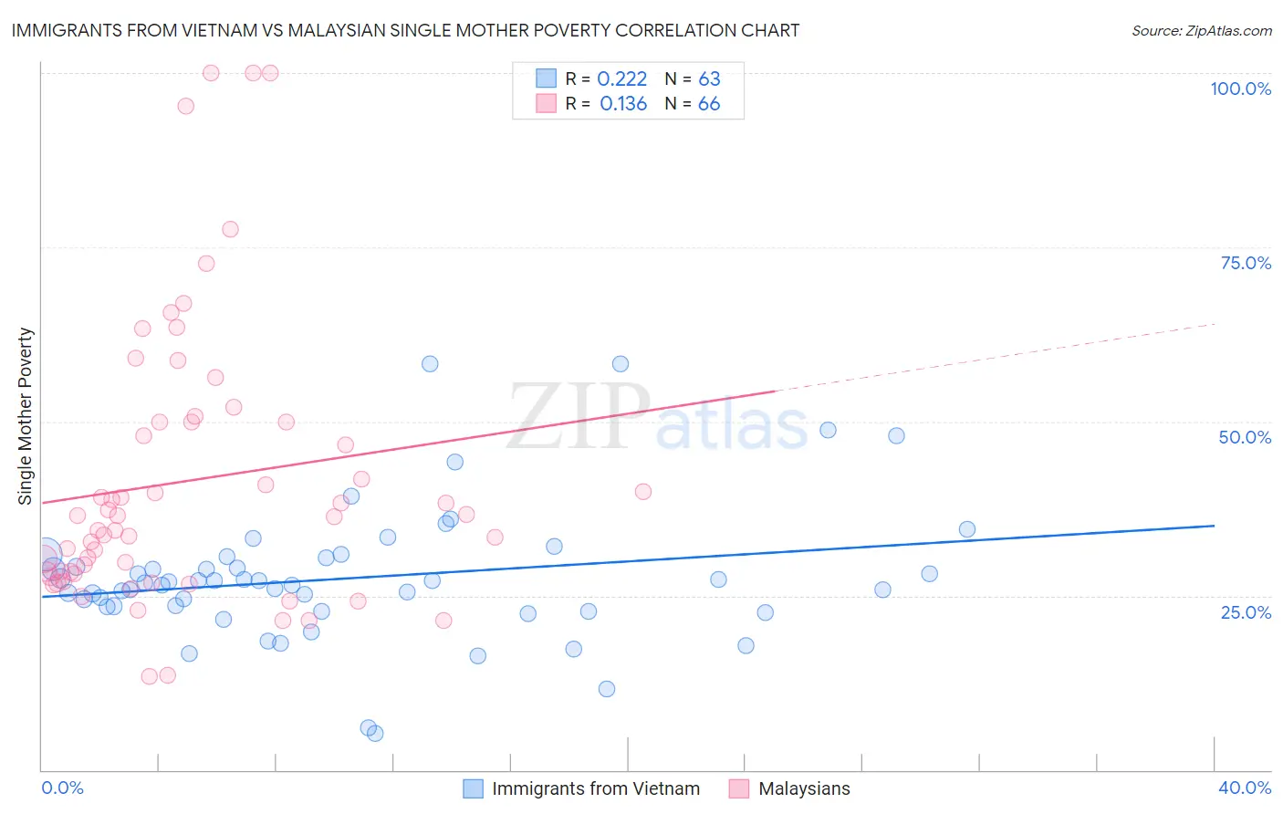 Immigrants from Vietnam vs Malaysian Single Mother Poverty