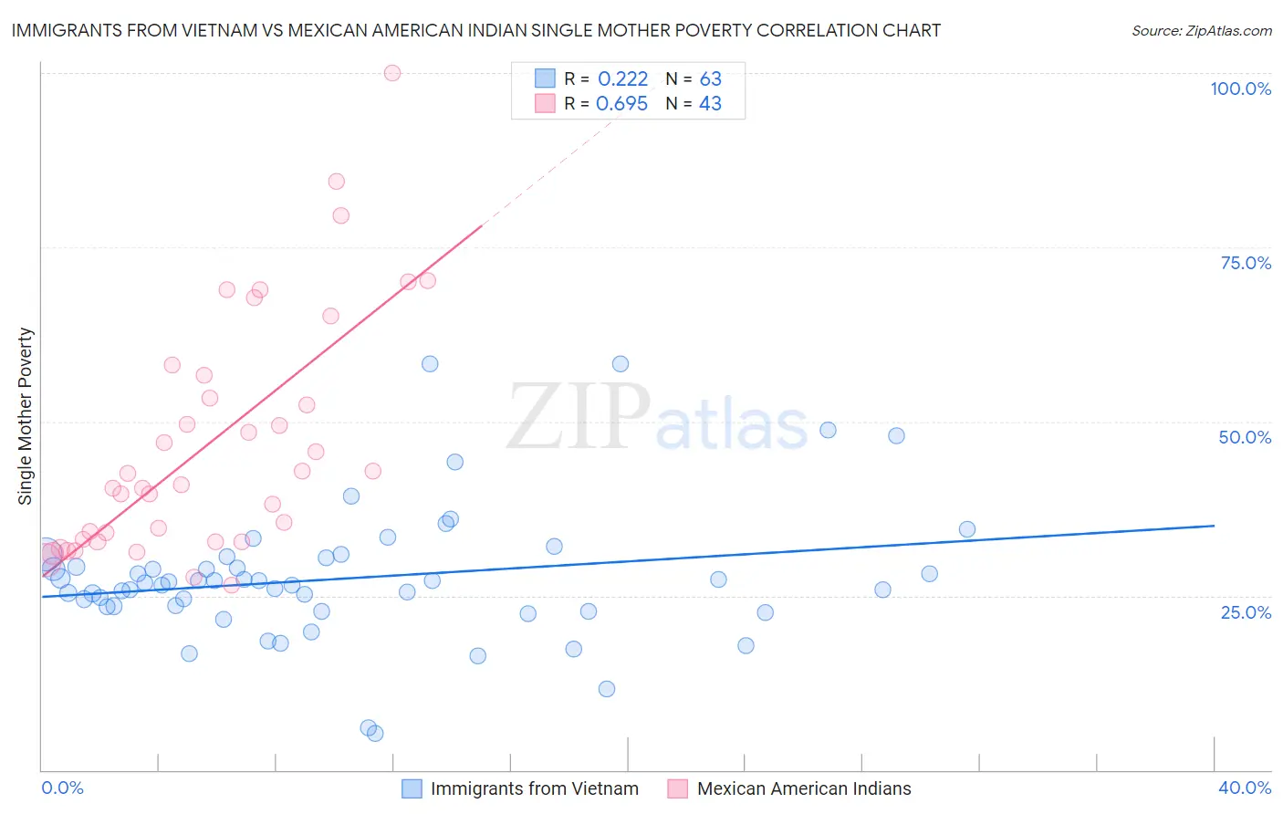 Immigrants from Vietnam vs Mexican American Indian Single Mother Poverty