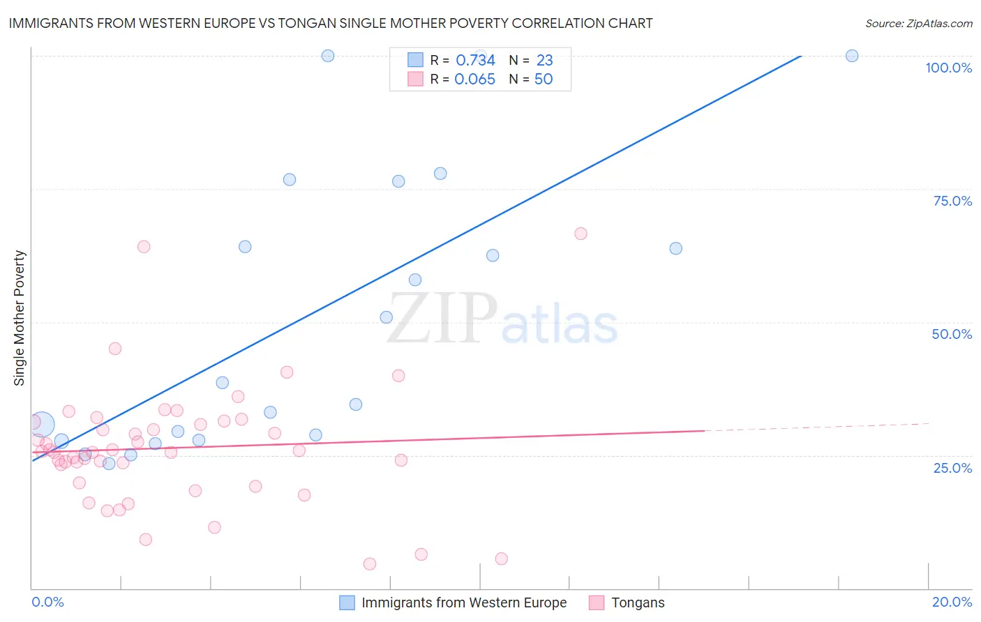 Immigrants from Western Europe vs Tongan Single Mother Poverty