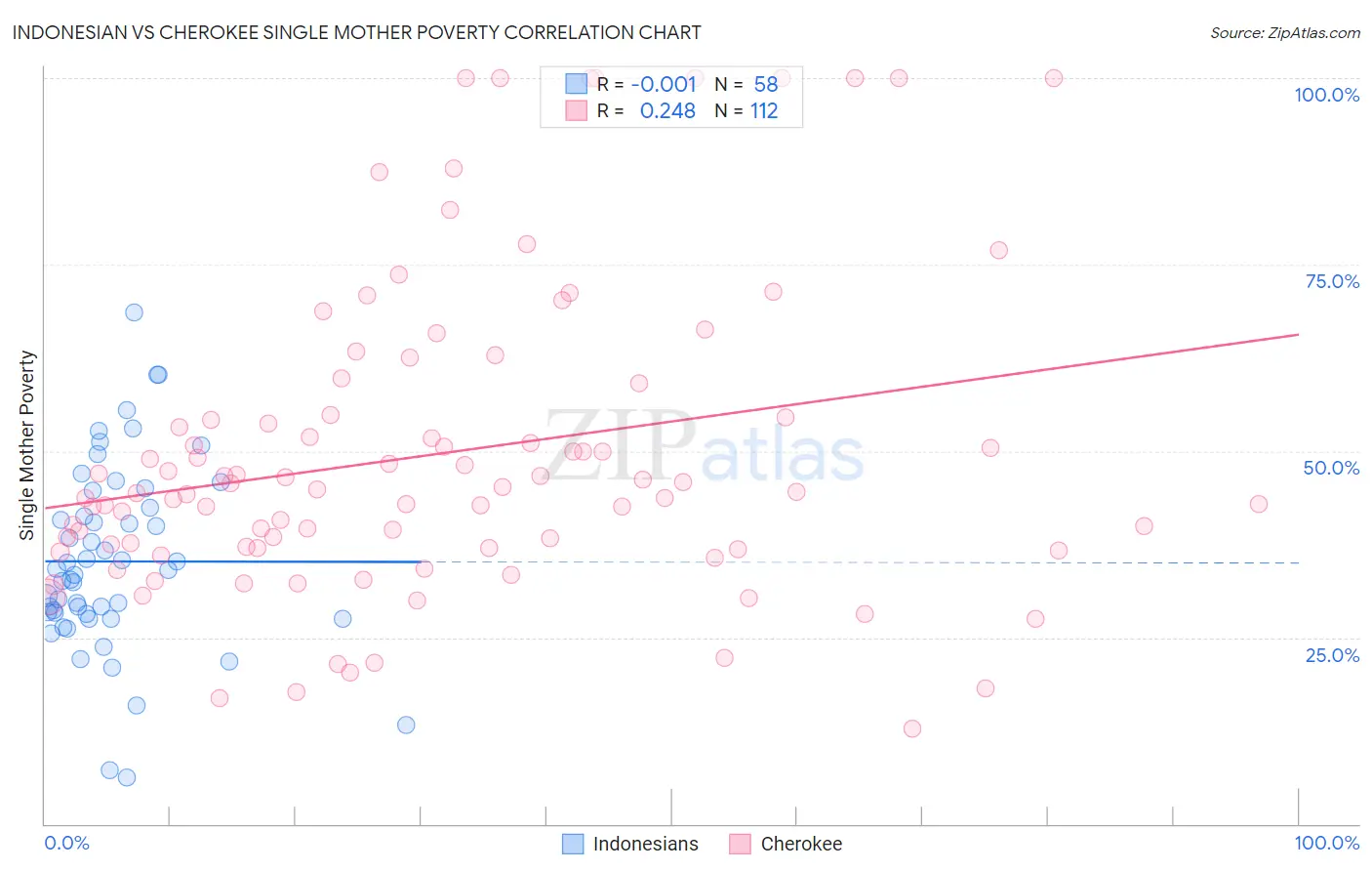 Indonesian vs Cherokee Single Mother Poverty