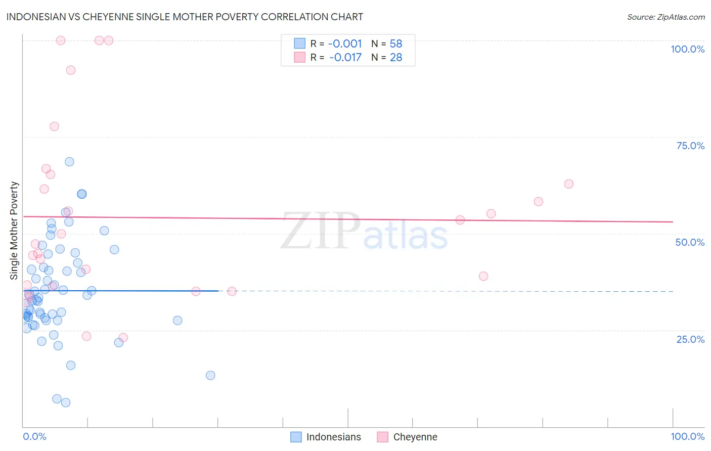 Indonesian vs Cheyenne Single Mother Poverty