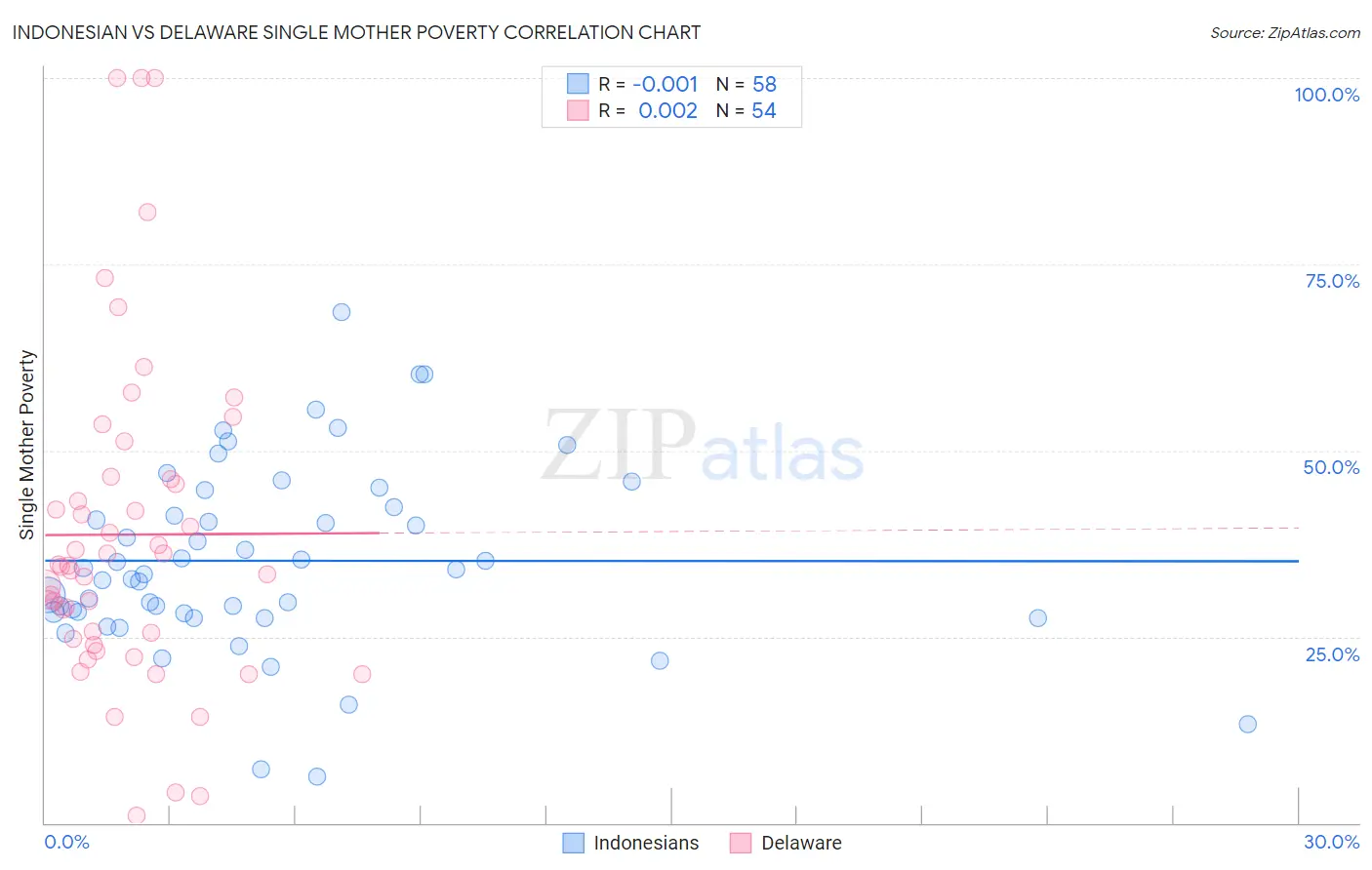 Indonesian vs Delaware Single Mother Poverty