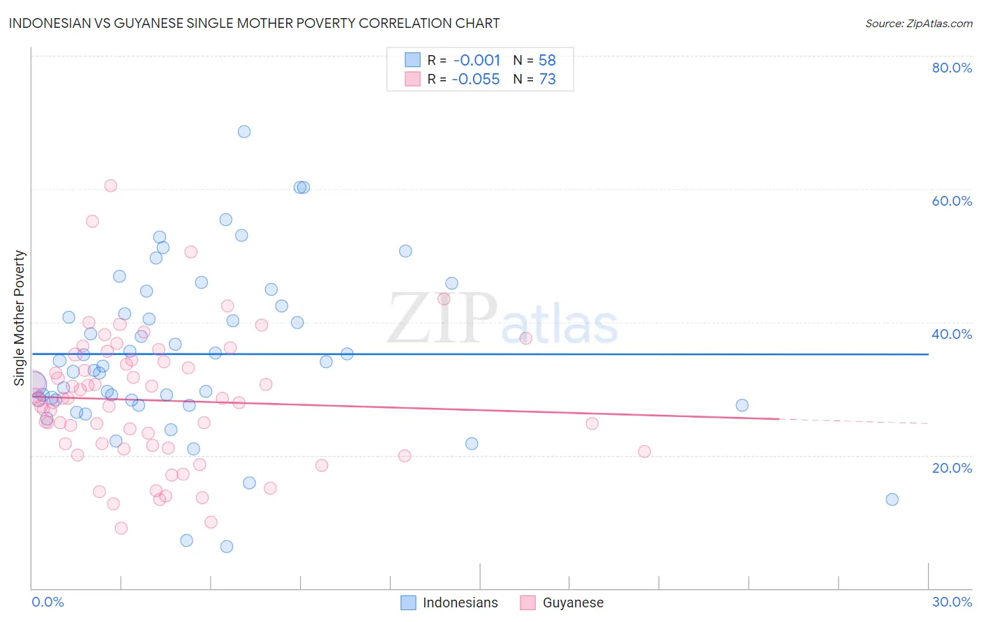 Indonesian vs Guyanese Single Mother Poverty