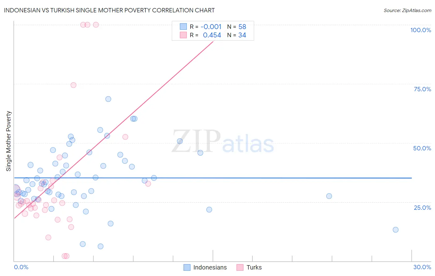 Indonesian vs Turkish Single Mother Poverty