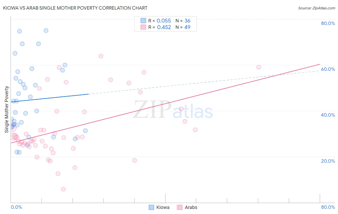 Kiowa vs Arab Single Mother Poverty