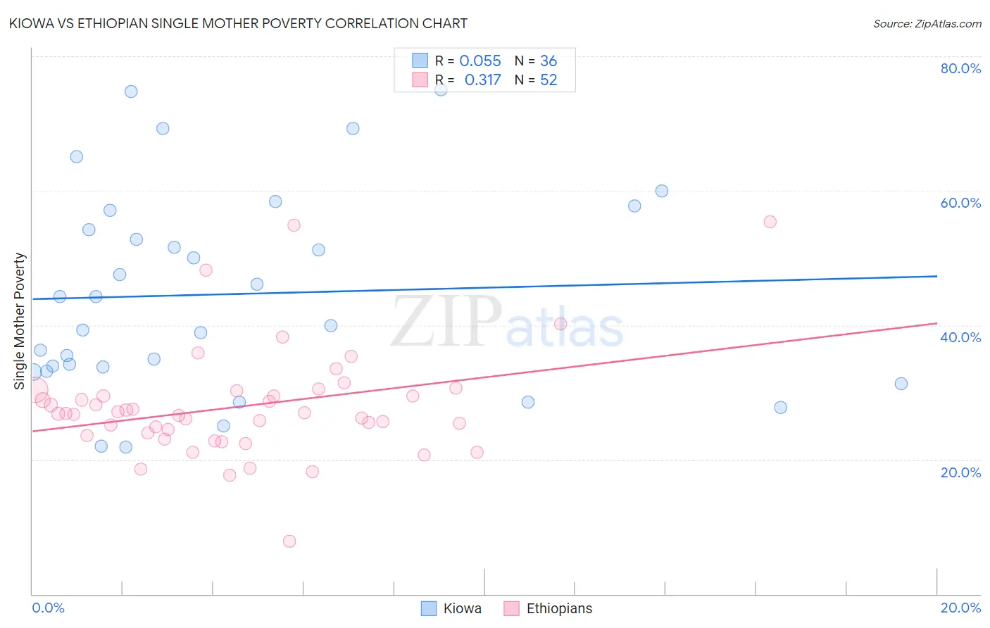 Kiowa vs Ethiopian Single Mother Poverty