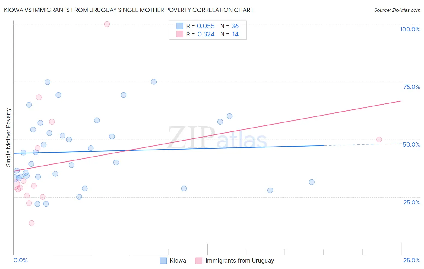 Kiowa vs Immigrants from Uruguay Single Mother Poverty