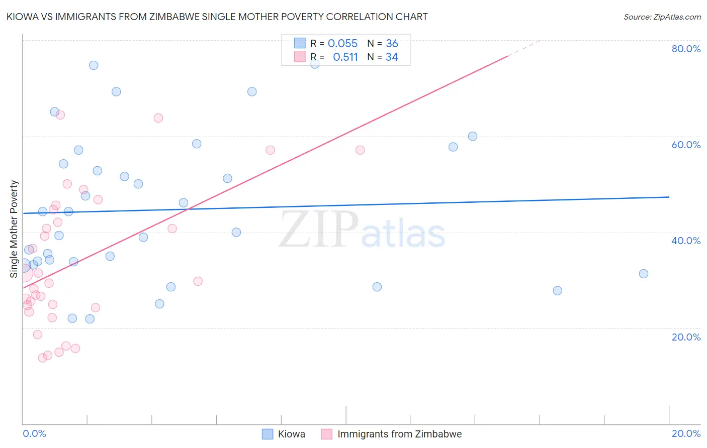 Kiowa vs Immigrants from Zimbabwe Single Mother Poverty