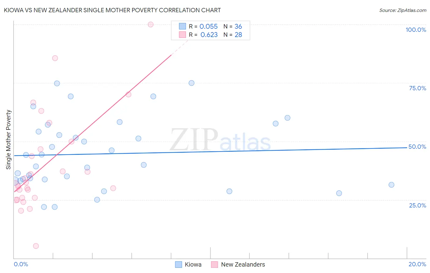 Kiowa vs New Zealander Single Mother Poverty