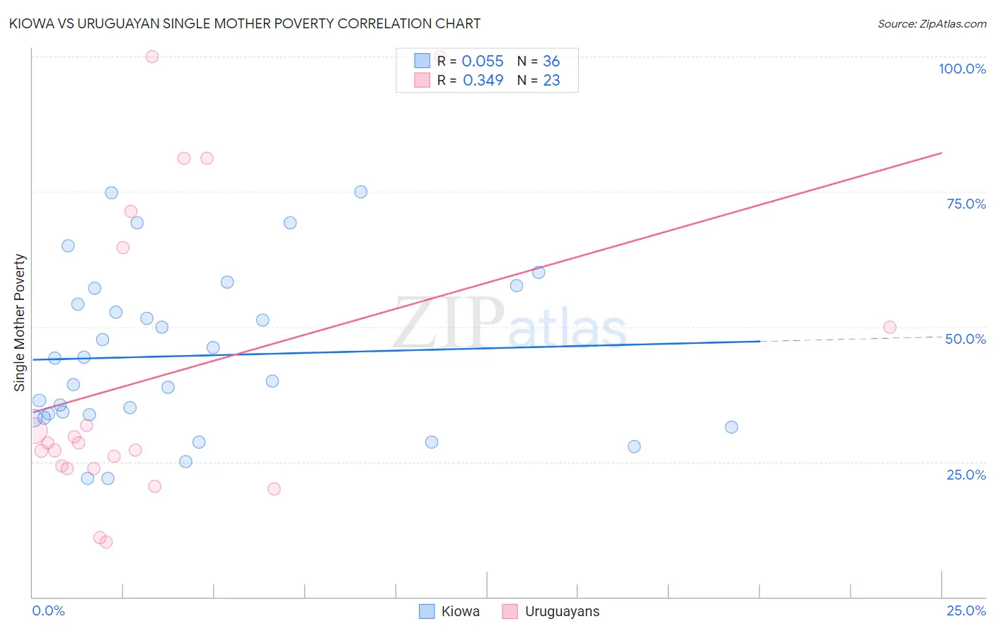 Kiowa vs Uruguayan Single Mother Poverty