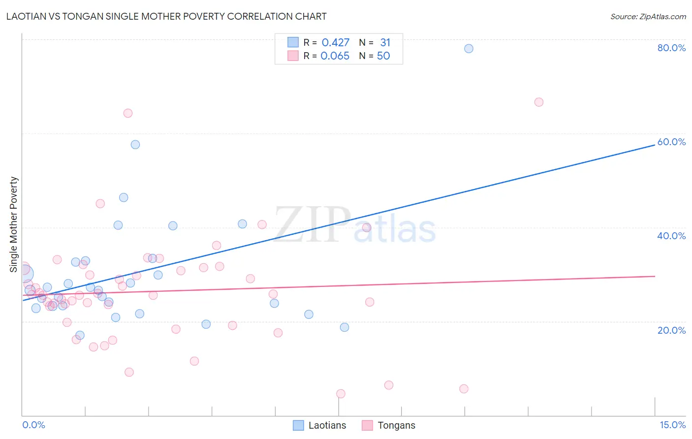 Laotian vs Tongan Single Mother Poverty