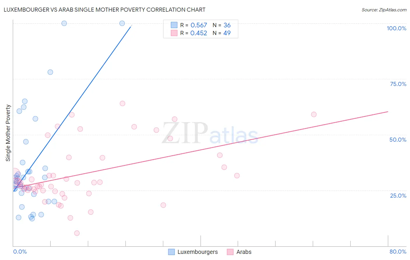 Luxembourger vs Arab Single Mother Poverty