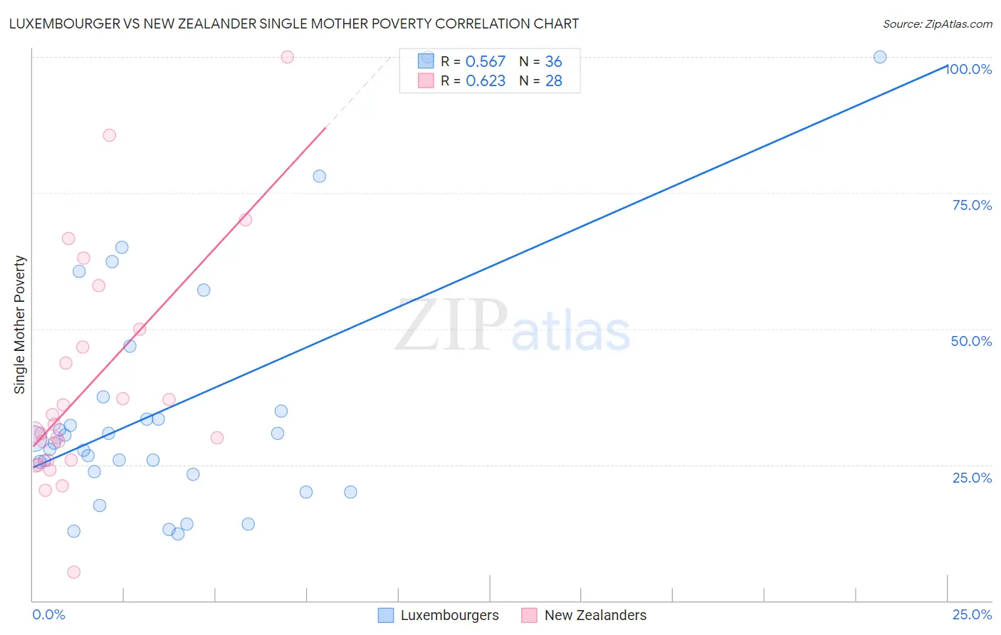 Luxembourger vs New Zealander Single Mother Poverty