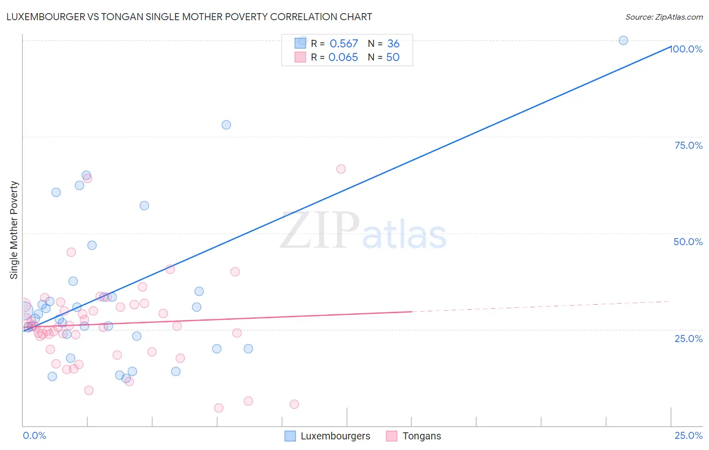 Luxembourger vs Tongan Single Mother Poverty