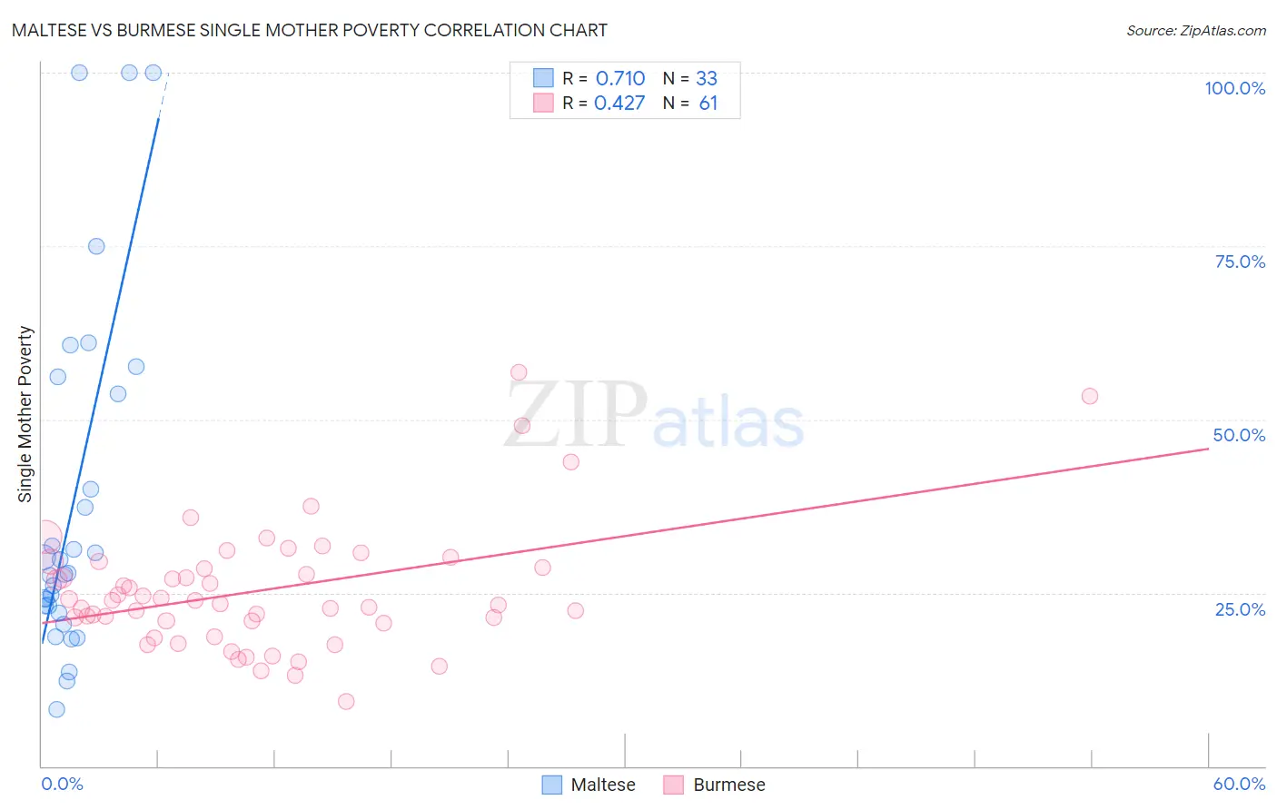 Maltese vs Burmese Single Mother Poverty