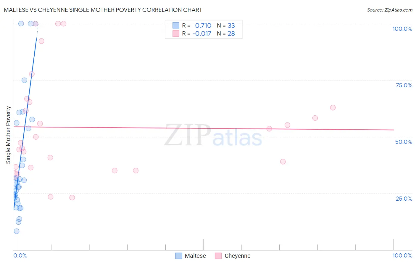 Maltese vs Cheyenne Single Mother Poverty