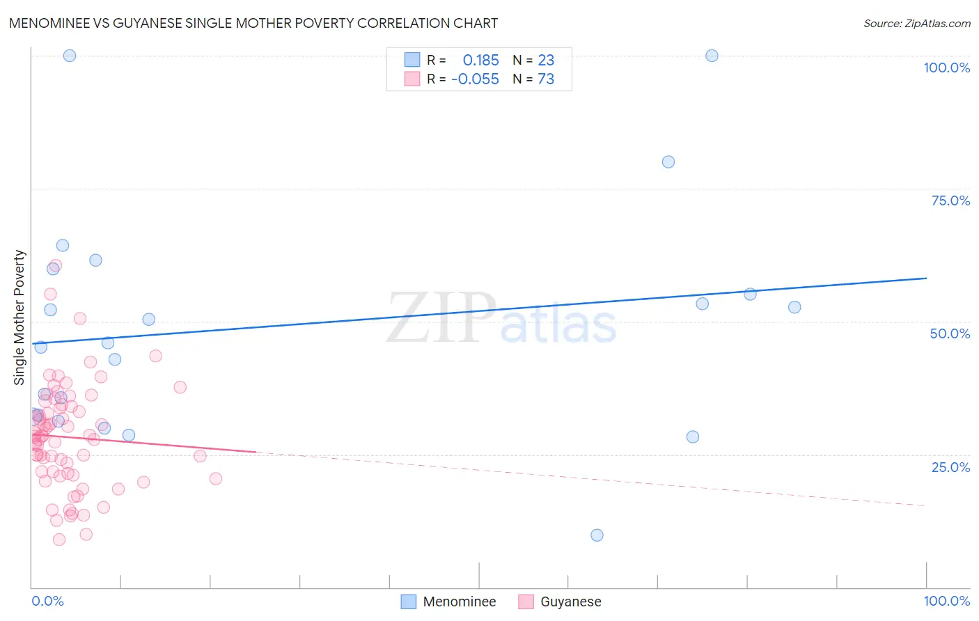 Menominee vs Guyanese Single Mother Poverty
