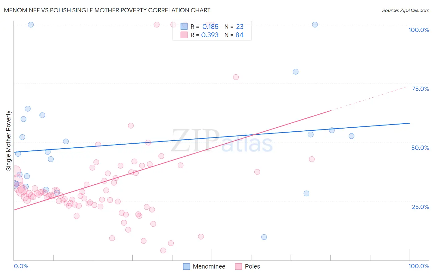 Menominee vs Polish Single Mother Poverty