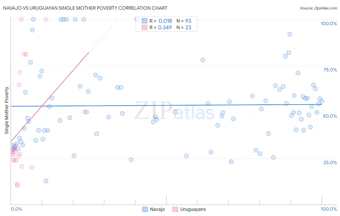 Navajo vs Uruguayan Single Mother Poverty
