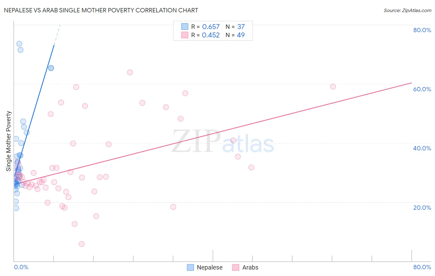 Nepalese vs Arab Single Mother Poverty