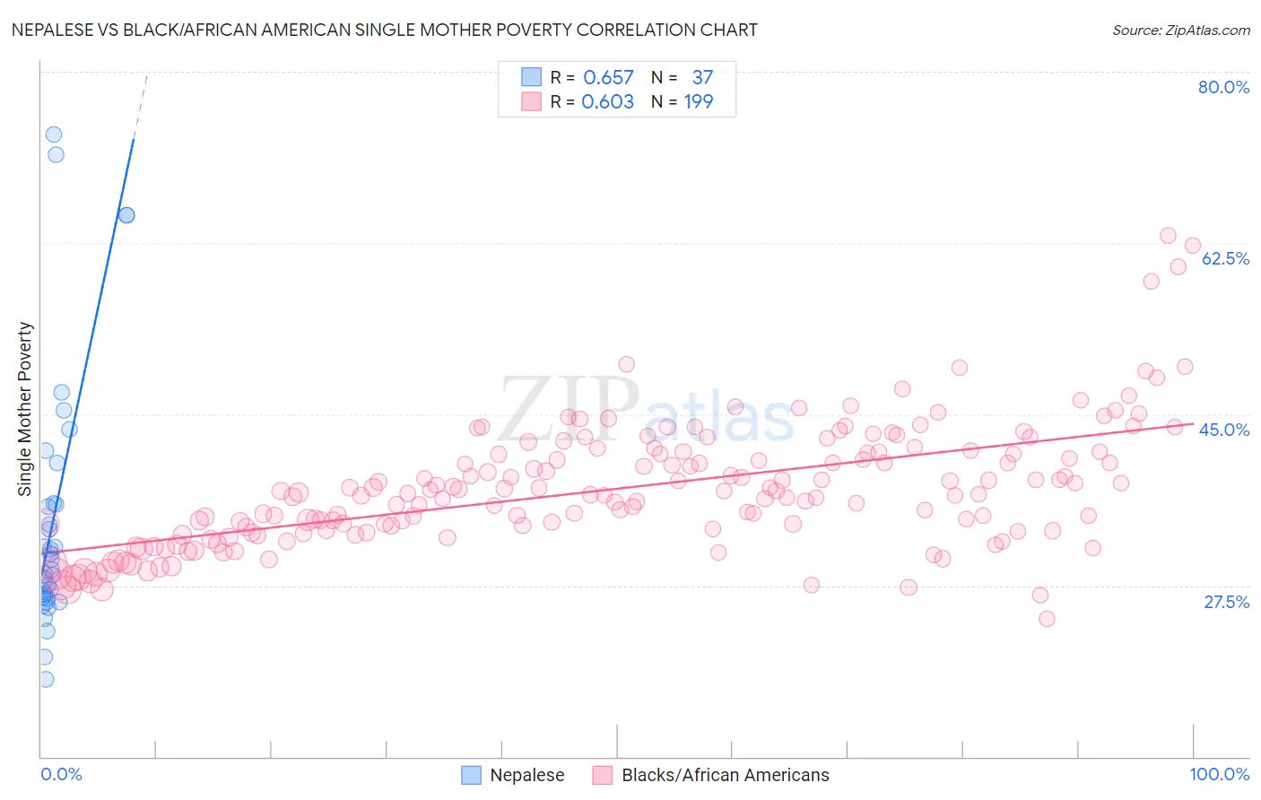 Nepalese vs Black/African American Single Mother Poverty