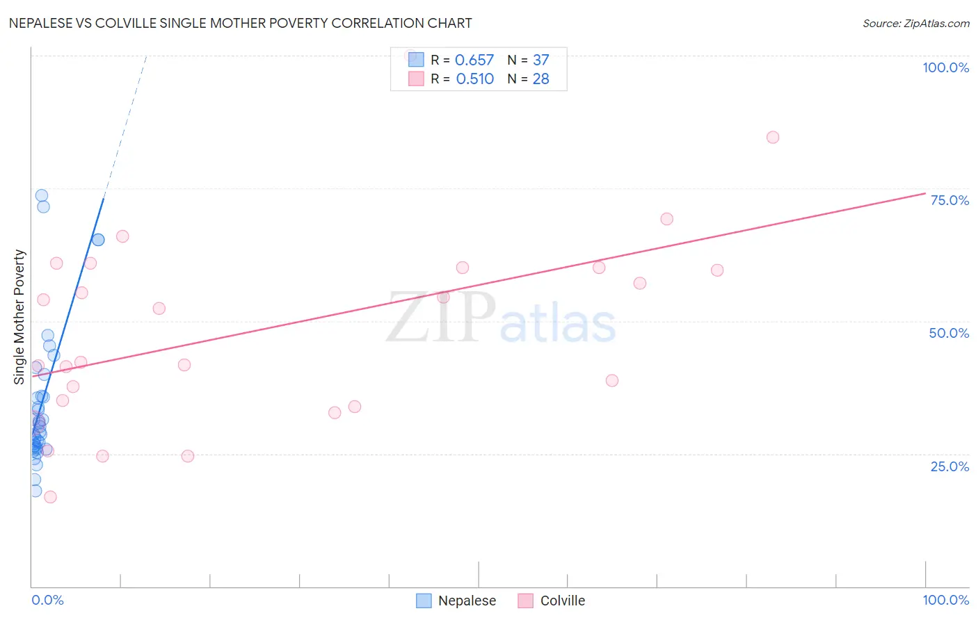 Nepalese vs Colville Single Mother Poverty