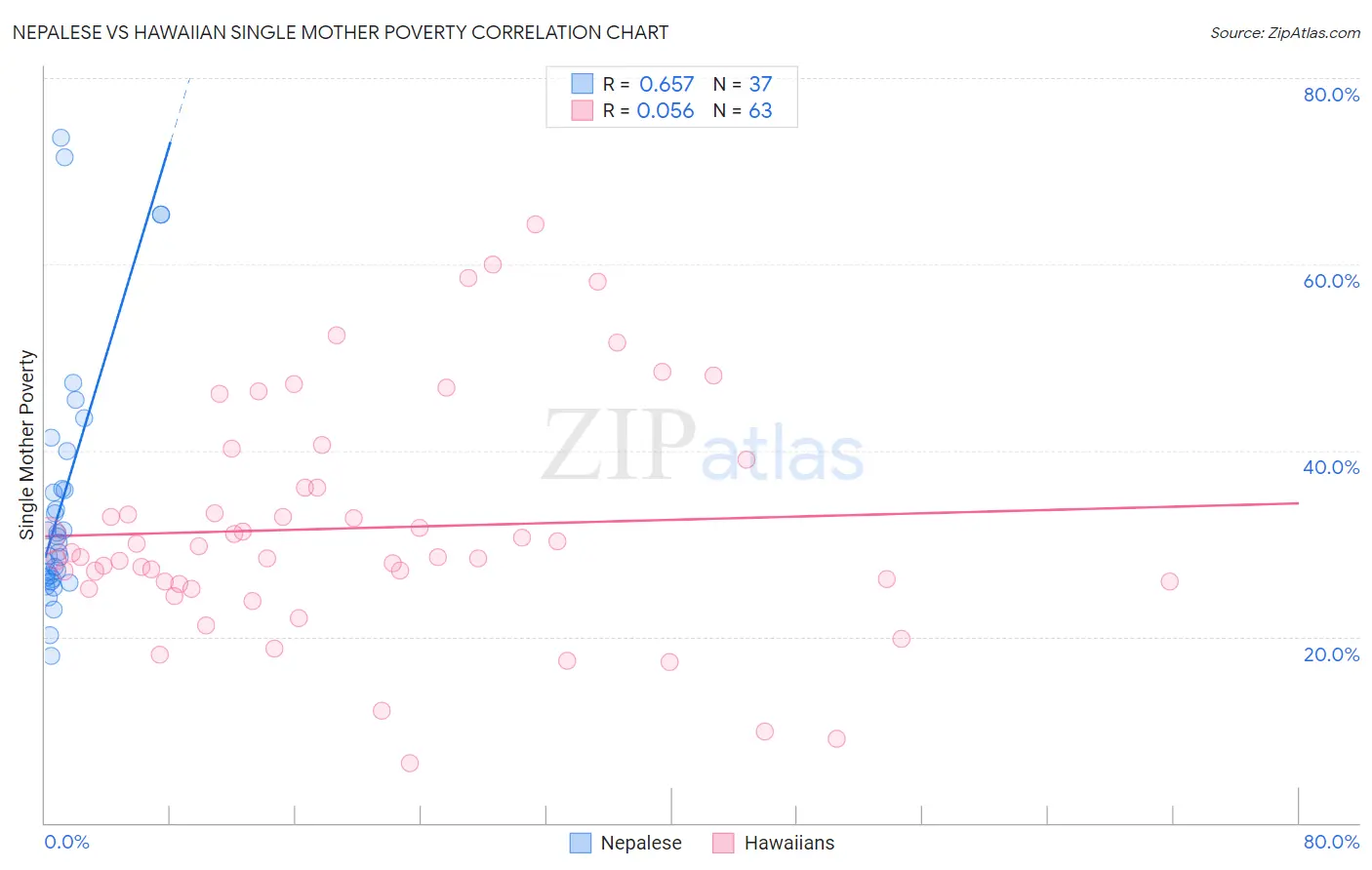 Nepalese vs Hawaiian Single Mother Poverty