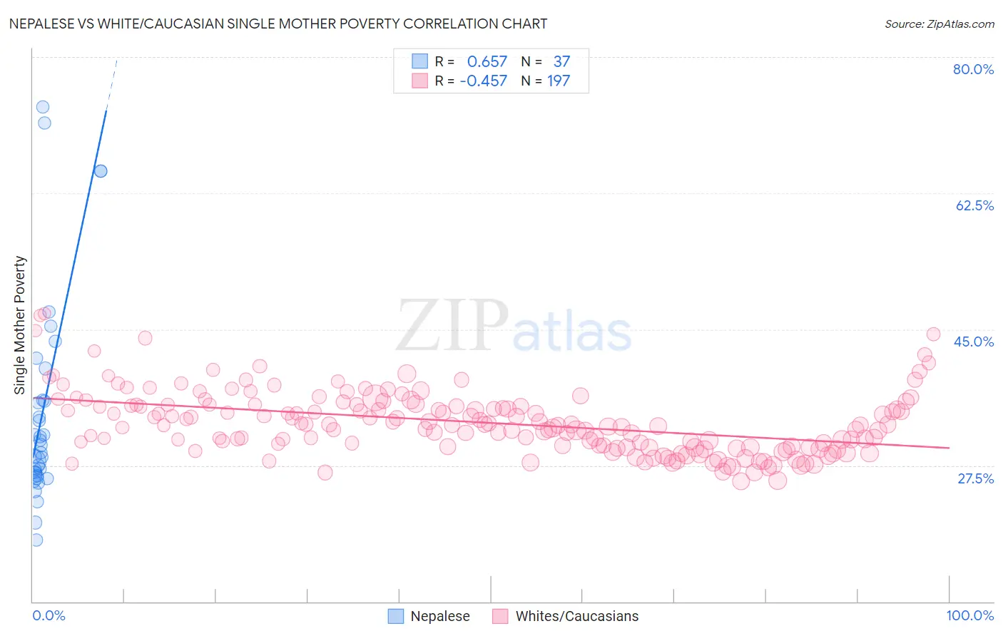 Nepalese vs White/Caucasian Single Mother Poverty