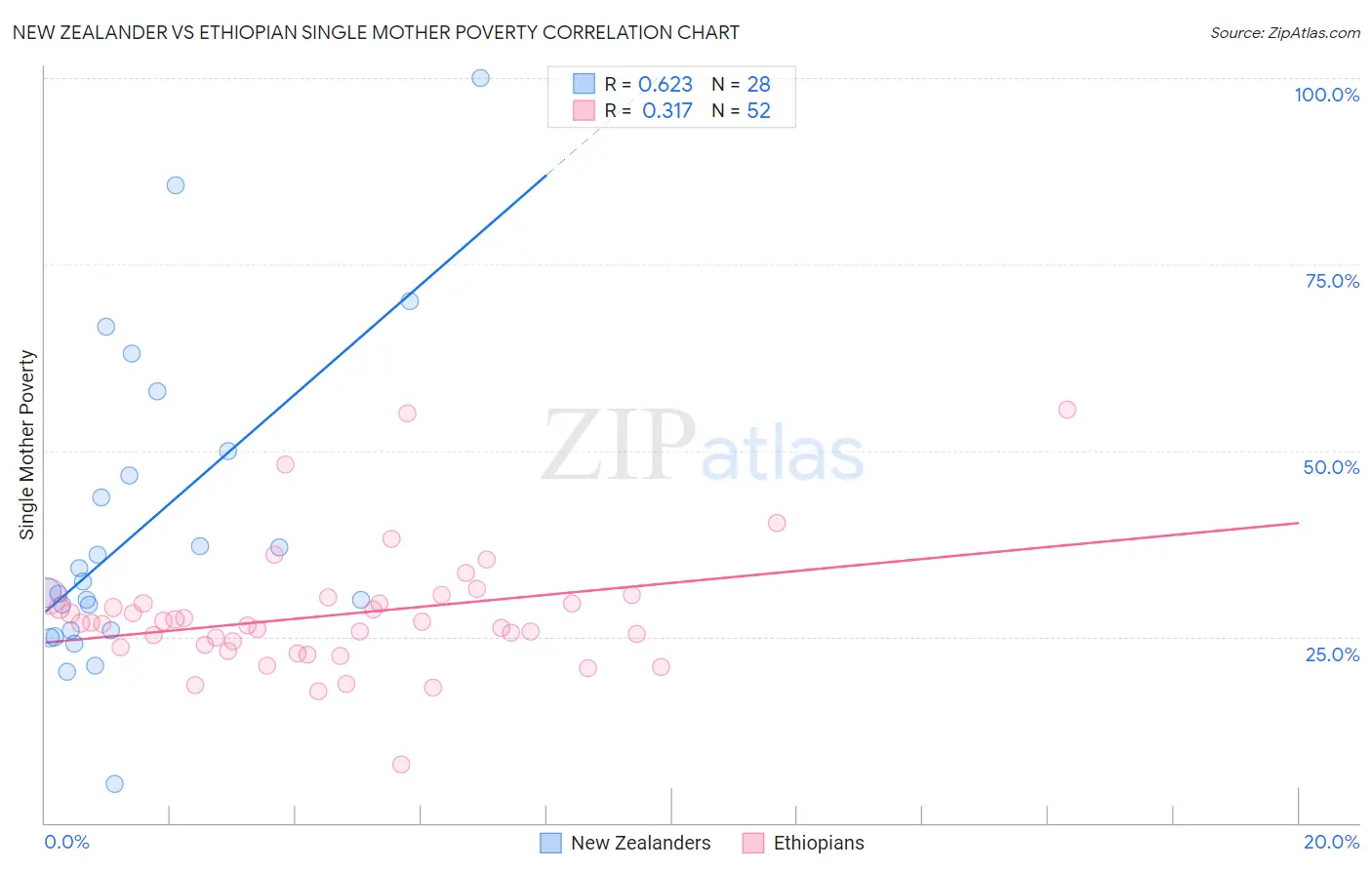 New Zealander vs Ethiopian Single Mother Poverty