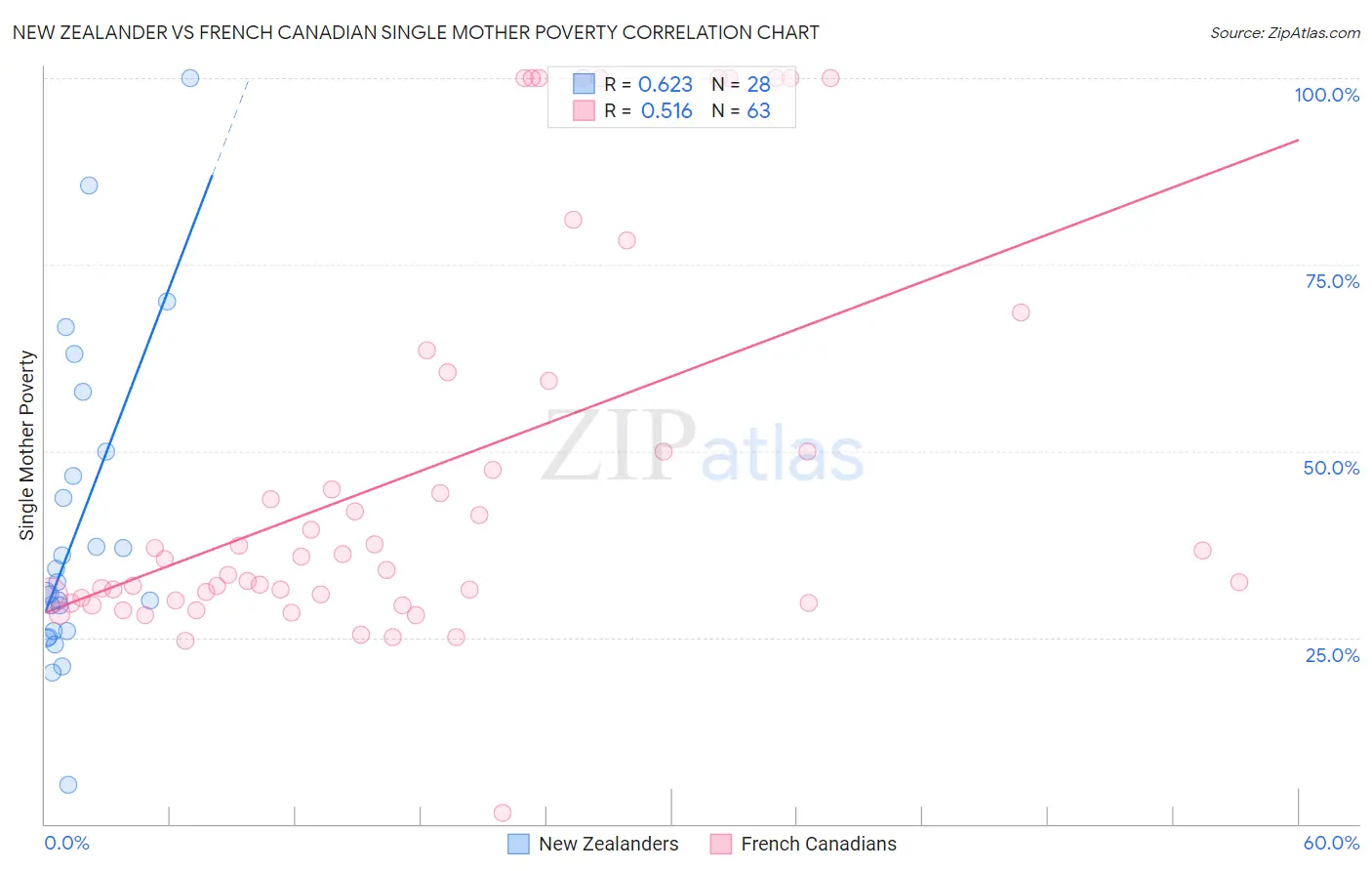 New Zealander vs French Canadian Single Mother Poverty