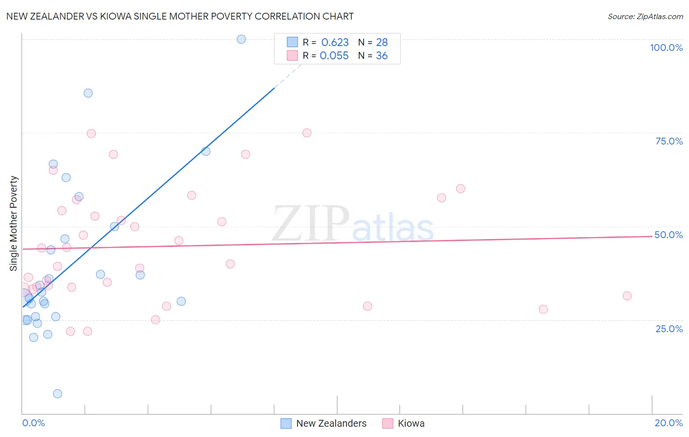 New Zealander vs Kiowa Single Mother Poverty