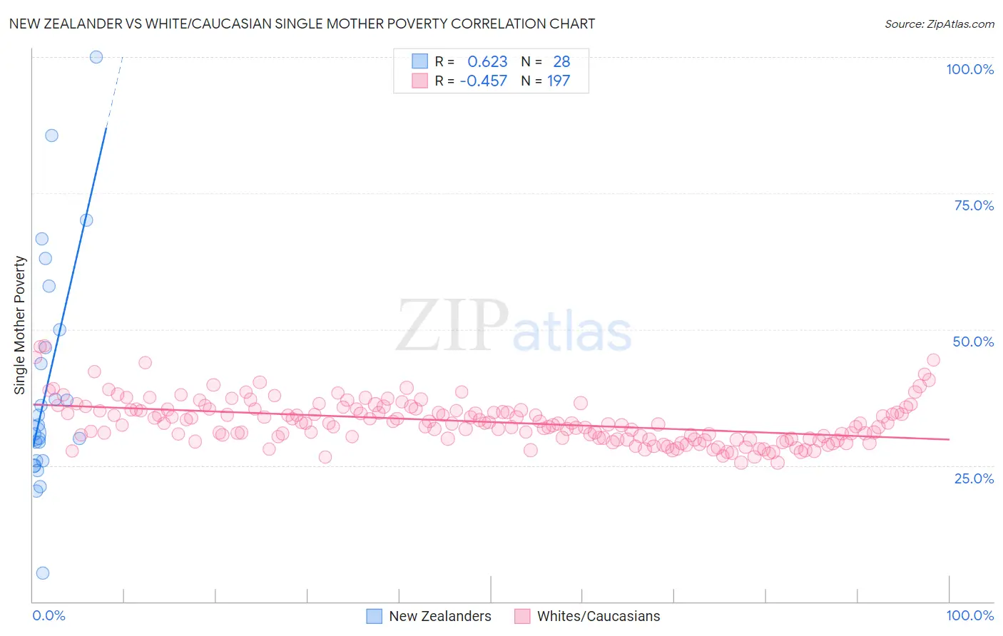 New Zealander vs White/Caucasian Single Mother Poverty