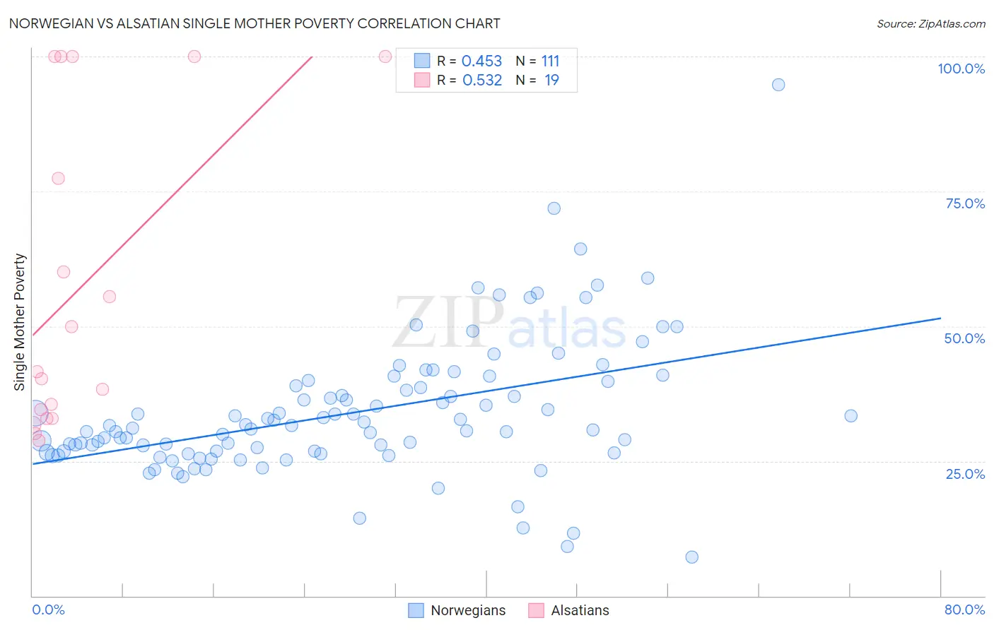 Norwegian vs Alsatian Single Mother Poverty