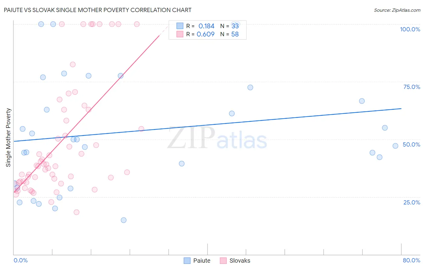 Paiute vs Slovak Single Mother Poverty