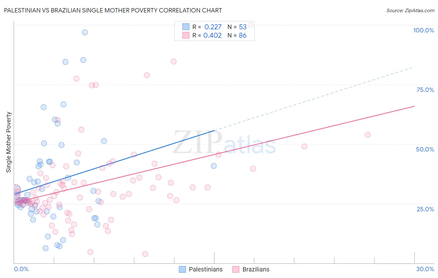 Palestinian vs Brazilian Single Mother Poverty