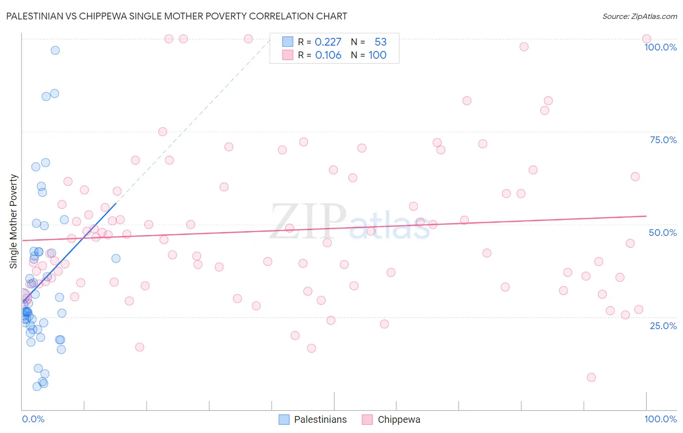 Palestinian vs Chippewa Single Mother Poverty