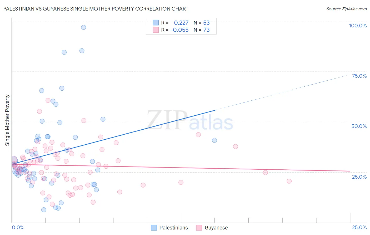 Palestinian vs Guyanese Single Mother Poverty