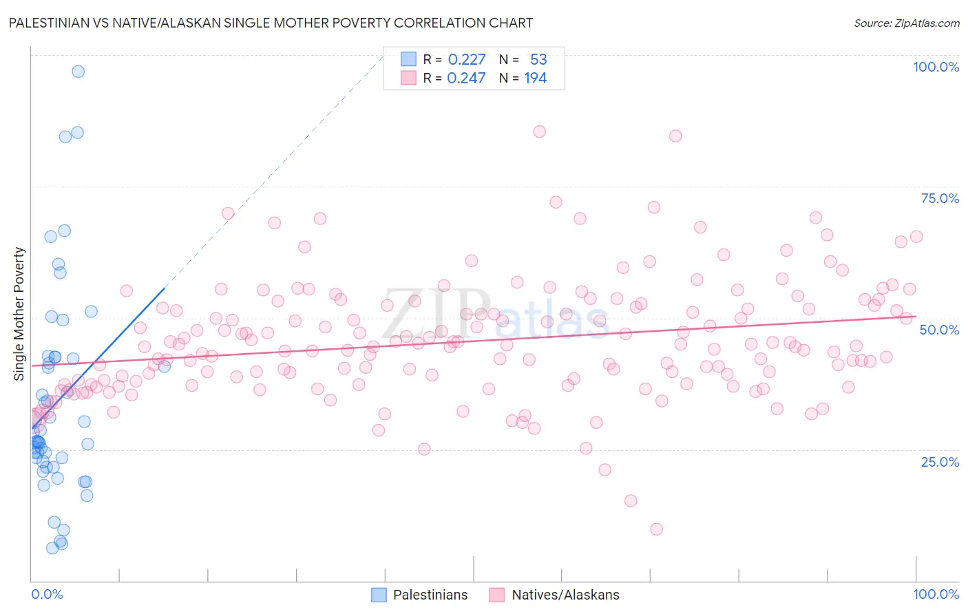 Palestinian vs Native/Alaskan Single Mother Poverty