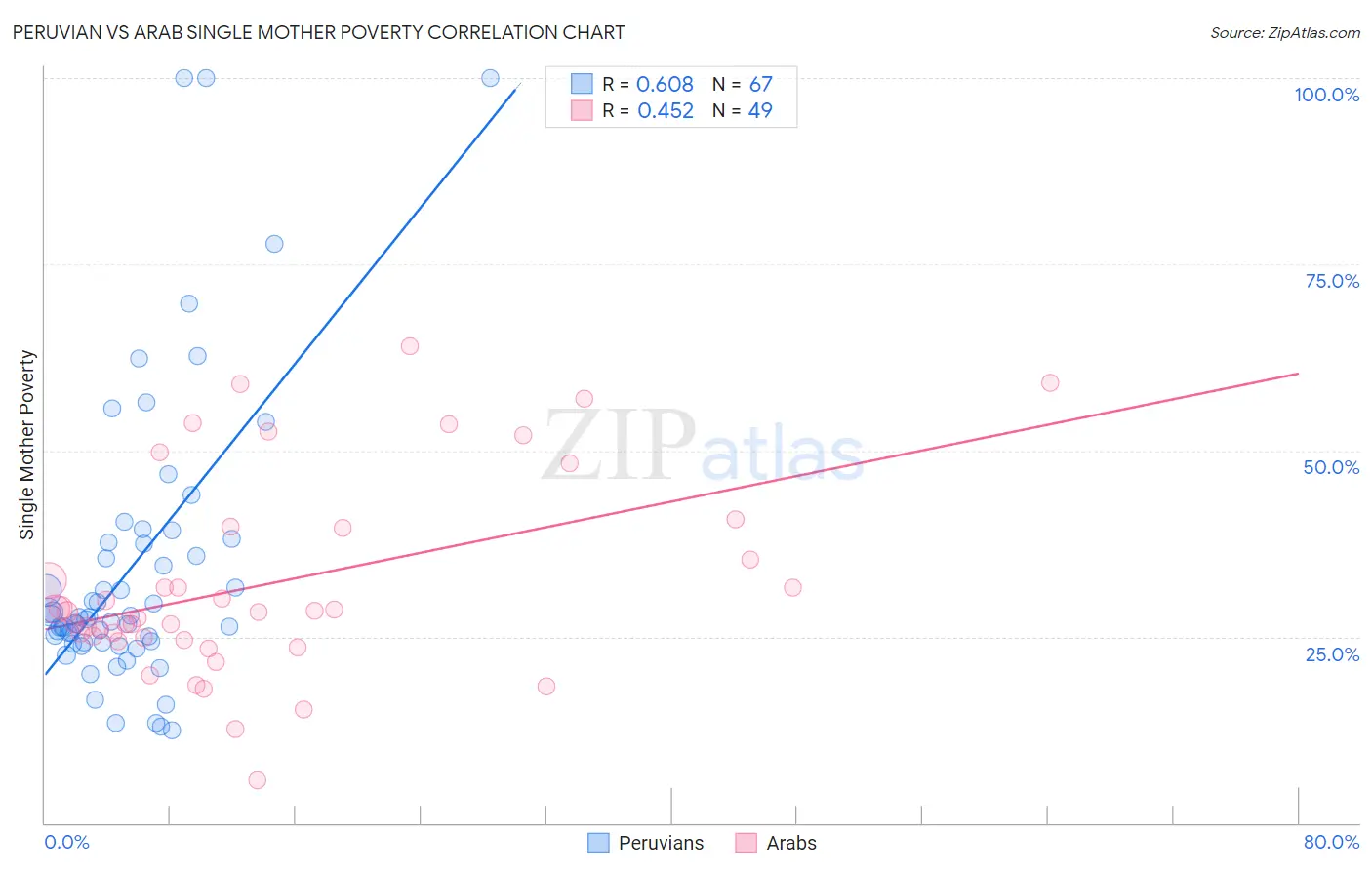 Peruvian vs Arab Single Mother Poverty