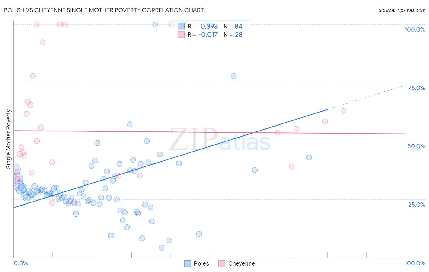 Polish vs Cheyenne Single Mother Poverty