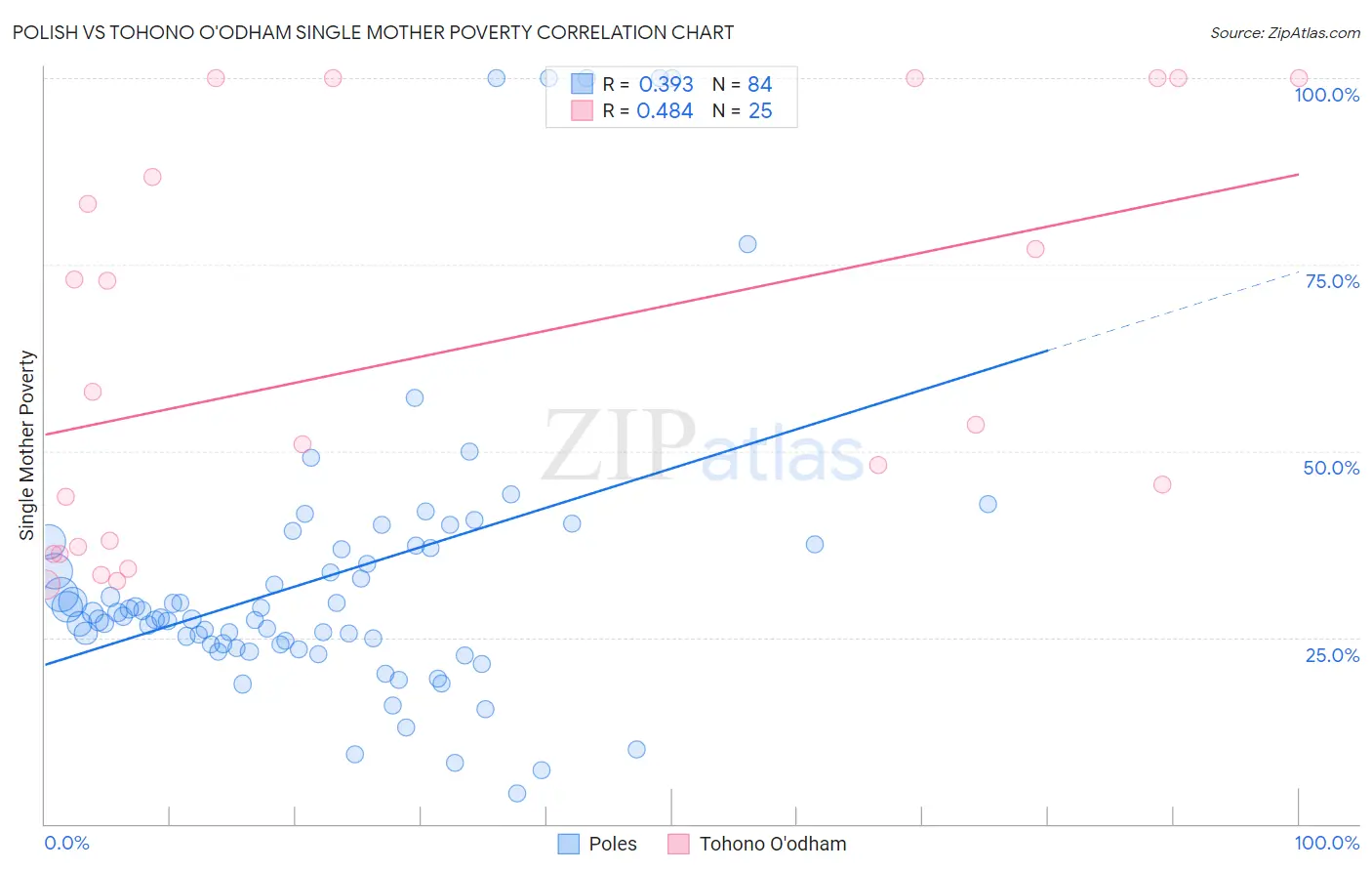 Polish vs Tohono O'odham Single Mother Poverty